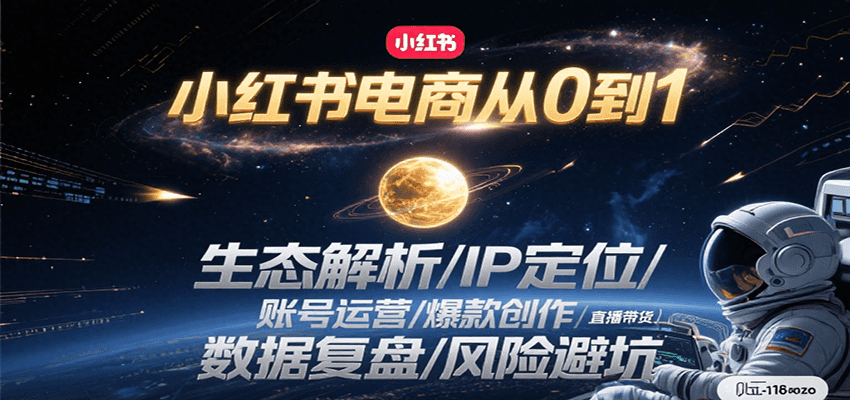 小红书电商从0到1：生态解析/IP定位/ 账号运营/爆款创作/直播带货/数据复盘/风险避坑-琴书聊项目