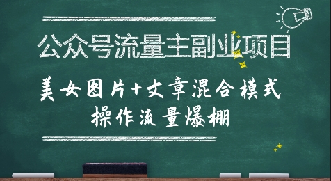 公众号流量主副业项目，美女图片+文章混合模式操作流量爆棚-琴书聊项目