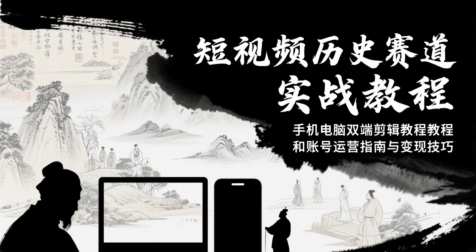 短视频历史赛道实战教程，手机电脑双端剪辑教程和账号运营指南与变现技巧-琴书聊项目