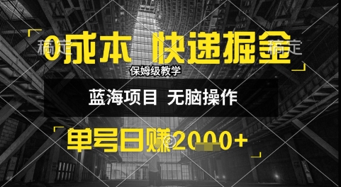 0成本快递掘金玩法，日入1k+，小白30分钟上手，收益嘎嘎猛【揭秘】-琴书聊项目