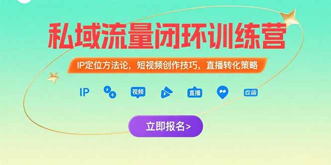 私域流量闭环训练营：IP定位方法论，短视频创作技巧，直播转化策略-琴书聊项目
