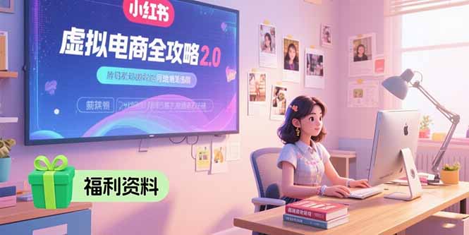 虚拟电商全攻略2.0，开店选品实操流程，账号定位、货源发布、笔记发布技巧-琴书聊项目