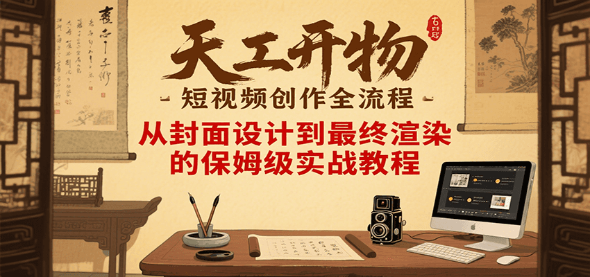 天工开物短视频创作全流程，从封面设计到最终渲染的保姆级实战教程-琴书聊项目