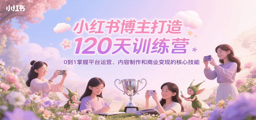 小红书博主打造120天训练营，0到1掌握平台运营、内容制作和商业变现-琴书聊项目