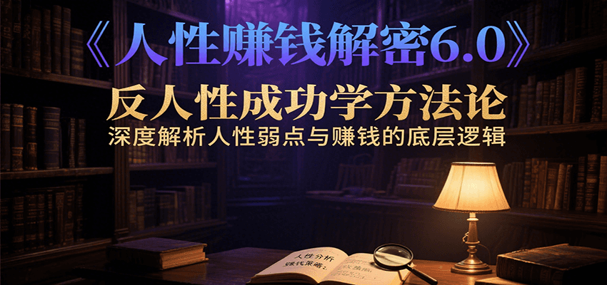 人性赚钱解密6.0，反人性成功学方法论，深度解析人性弱点与赚钱的底层逻辑-琴书聊项目