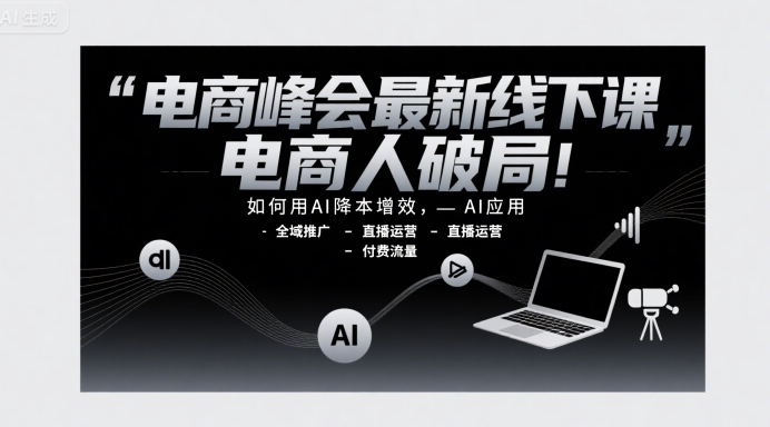 电商峰会最新线下课，电商人破局，如何用AI降本增效，AI应用-全域推广-直播运营-付费流量-琴书聊项目