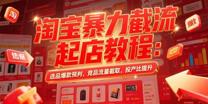 淘宝暴力截流起店教程：选品爆款预判，竞品流量截取，投产比提升-琴书聊项目