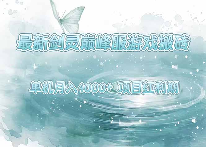 最新剑灵巅峰服游戏搬砖，项目红利期，单机稳定4000+操作简单好上手-琴书聊项目
