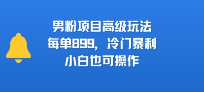 男粉项目高级玩法，每单899，冷门暴利，小白也可操作-琴书聊项目