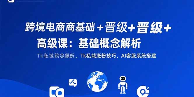 跨境电商基础+晋级+高级课：基础概念解析,Tk私域涨粉技巧,AI客服系统搭建-琴书聊项目