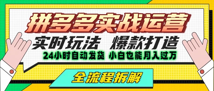 拼多多最新实战运营高投产：长久稳定项目，单店利润一天三位数-琴书聊项目