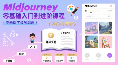 midjourney零基础入门到进阶课程，零基础学会AI绘画-琴书聊项目