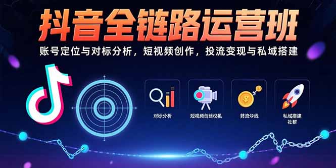 抖音全链路运营班：账号定位与对标分析，短视频创作，投流变现与私域搭建-琴书聊项目