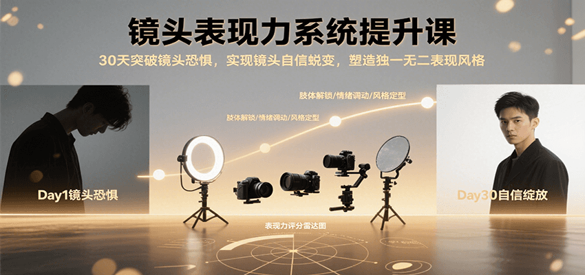 镜头表现力系统提升课，30天突破镜头恐惧实现自信蜕变，塑造独一无二表现风格-琴书聊项目
