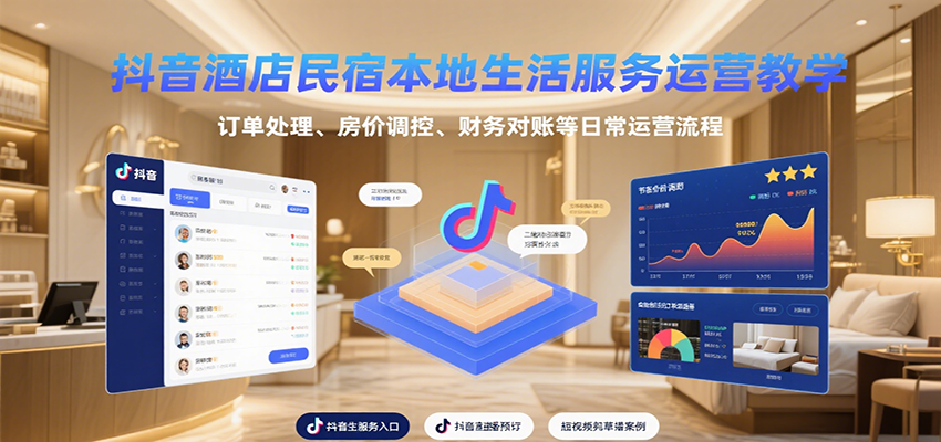 抖音酒店民宿本地生活服务运营教学，订单处理、房价调控、财务对账等日常运营流程-琴书聊项目