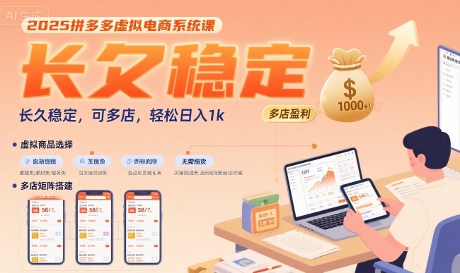 2025拼多多虚拟电商系统课，长久稳定，可多店，轻松日入1k-琴书聊项目