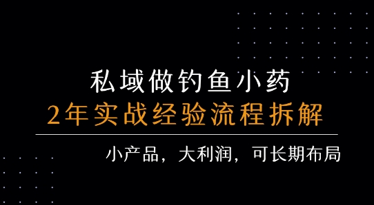 私域做钓鱼小药 每单利润3张+ 详细流程拆解-琴书聊项目