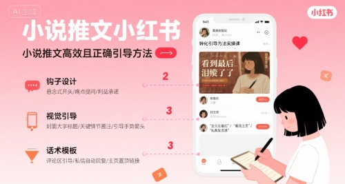 小说推文小红书高转化引导方法实操课，小说推文高效且正确引导方法-琴书聊项目