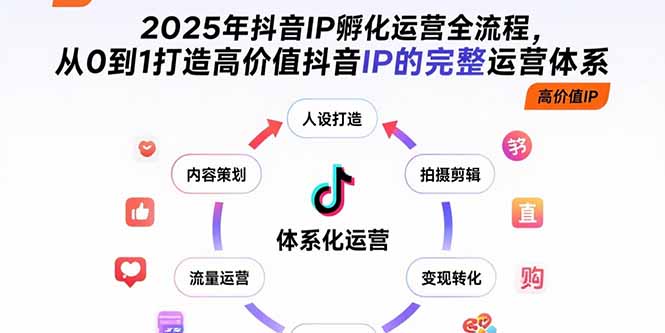 2025年抖音IP孵化运营全流程，从0到1打造高价值抖音IP的完整运营体系-琴书聊项目