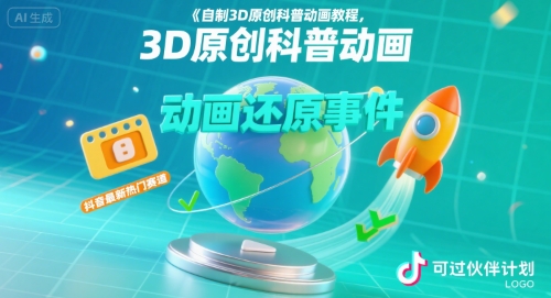 自制3D原创科普动画教程，动画还原事件，抖音最新热门赛道，可过伙伴计划-琴书聊项目