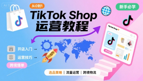 TikTok Shop从0到1运营教程，TikTok跨境电商新手必学课程-琴书聊项目