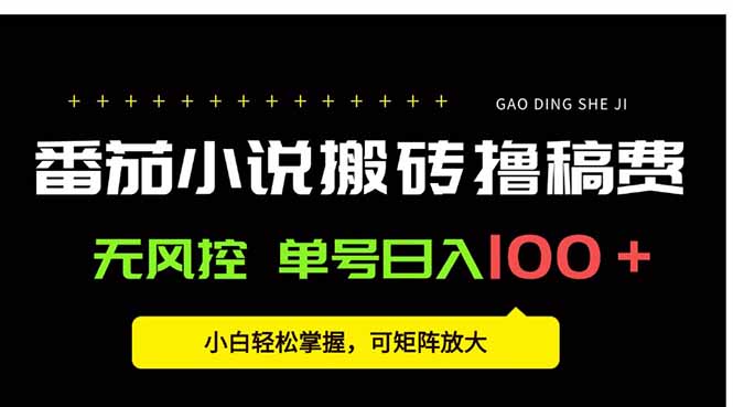 番茄小说创作人搬砖赚稿费，无风控单号日入100＋，小白轻松掌握，可矩…-琴书聊项目