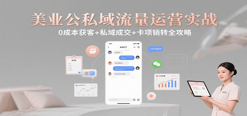 美业公私域流量运营实战：0成本获客+私域成交+卡项销转全攻略-琴书聊项目