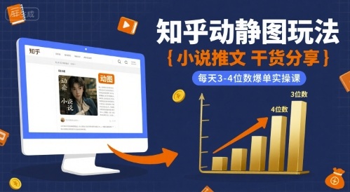 小说推文干货分享之知乎动静图玩法，每天3-4位数爆单实操课-琴书聊项目
