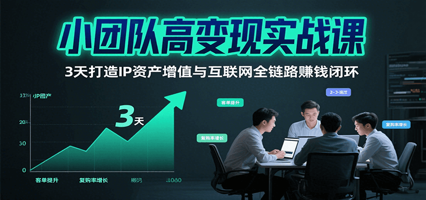 小团队高变现实战课，3天打造IP资产增值与互联网全链路赚钱闭环(第二期)-琴书聊项目