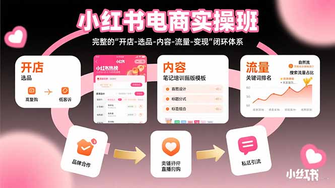 小红书电商实操班：完整的”开店-选品-内容-流量-变现”闭环体系-琴书聊项目