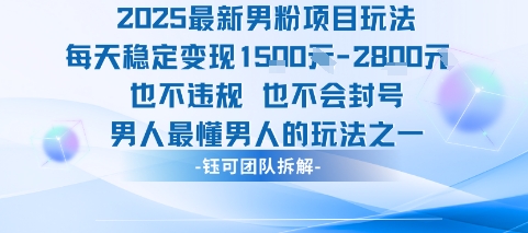 2025最新男粉项目玩法每天变现1k+也不违规也不会封号男人最懂男人的玩法-琴书聊项目