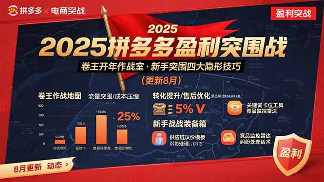 2025拼多多盈利突围战：卷王开年作战室，新手突围四大隐形技巧(更新8月-琴书聊项目