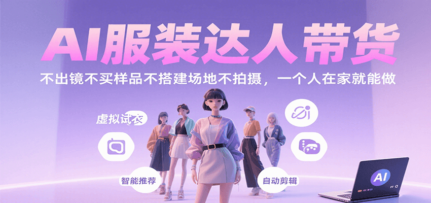 AI服装达人带货，不出镜不买样品不搭建场地不拍摄，一个人在家就能做-琴书聊项目