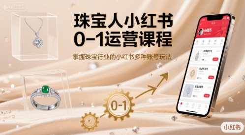 珠宝人小红书0-1运营课程，掌握珠宝行业的小红书多种账号玩法-琴书聊项目