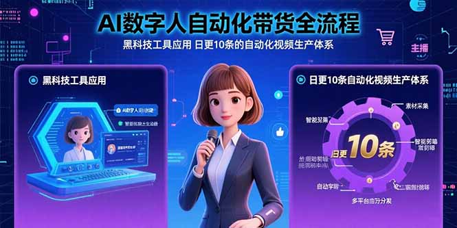 AI数字人自动化带货全流程：黑科技工具应用 日更10条的自动化视频生产体系-琴书聊项目