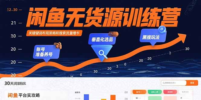 闲鱼无货源训练营：账号准备养号/垂直化选品/黑搜玩法，0基础30天盈利指南-琴书聊项目