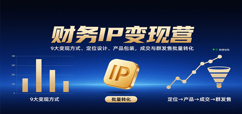 财务IP变现营：9大变现方式、定位设计、产品包装，成交与群发售批量转化-琴书聊项目