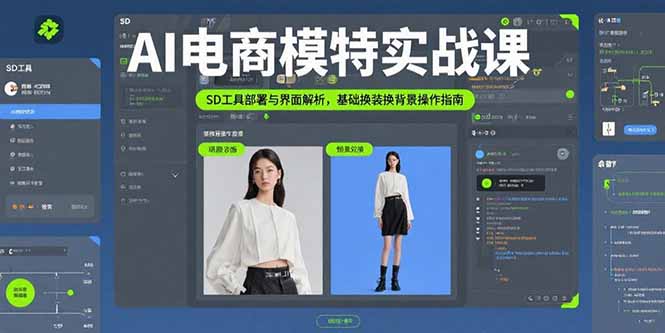 AI电商模特实战课，SD工具部署与界面解析，基础换装换背景操作指南-琴书聊项目