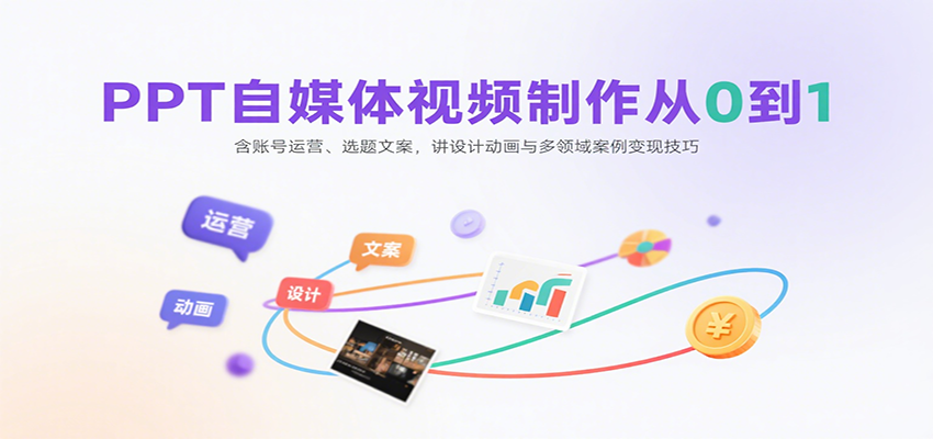 PPT自媒体视频制作从0到1：含账号运营、选题文案，讲设计动画与多领域案例变现技巧-琴书聊项目