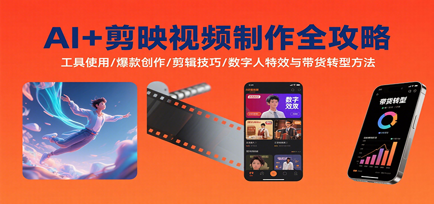 AI+剪映视频制作全攻略：工具使用/爆款创作/剪辑技巧/数字人特效与带货转型方法-琴书聊项目