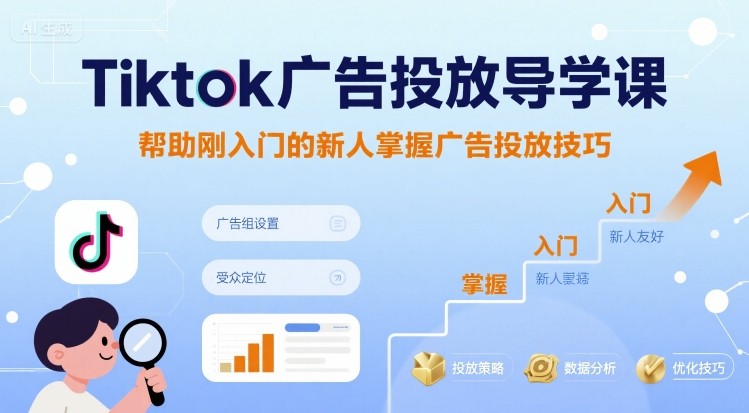 Tiktok广告投放导学课，帮助刚入门的新人掌握广告投放技巧-琴书聊项目