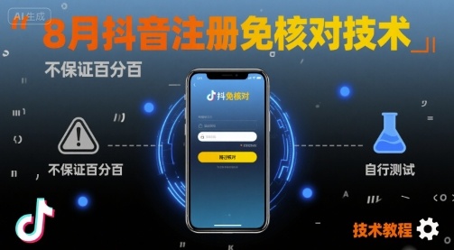 8月抖音注册免核对技术，不保证百分百，自测-琴书聊项目