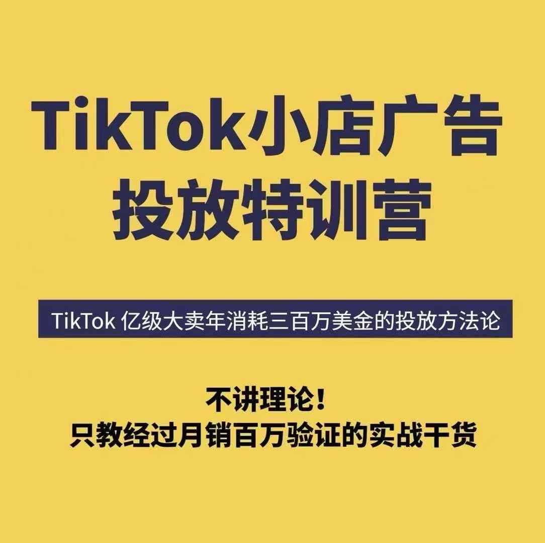 TikTok小店广告投放特训营，6天破局计划专治各种“投不动”，教你经过月销百万验证的实战干货-琴书聊项目