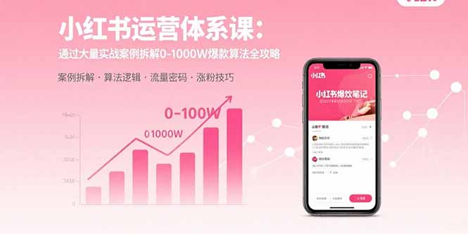 小红书运营体系课：通过大量实战案例拆解0-1000W爆款算法全攻略-琴书聊项目