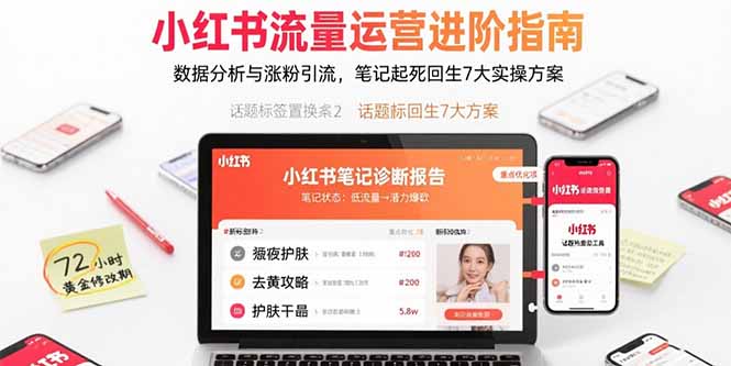 小红书流量运营进阶指南，数据分析与涨粉引流，笔记起死回生7大实操方案-琴书聊项目