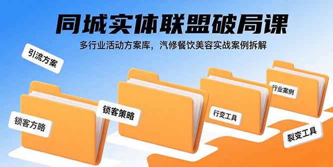 同城实体联盟破局课，多行业活动方案库，汽修餐饮美容实战案例拆解-琴书聊项目