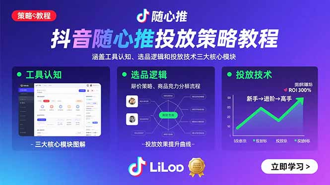 抖音随心推投放策略教程：涵盖工具认知、选品逻辑和投放技术三大核心模块-琴书聊项目