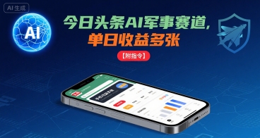 今日头条AI军事赛道，单日收益多张 ，手机可做【附指令】-琴书聊项目