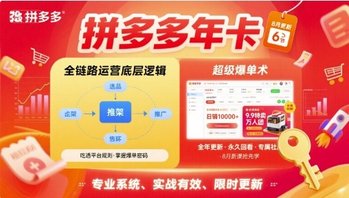 拼多多年卡【8月更新6节】拼多多全链路运营底层逻辑，超级爆单术-琴书聊项目