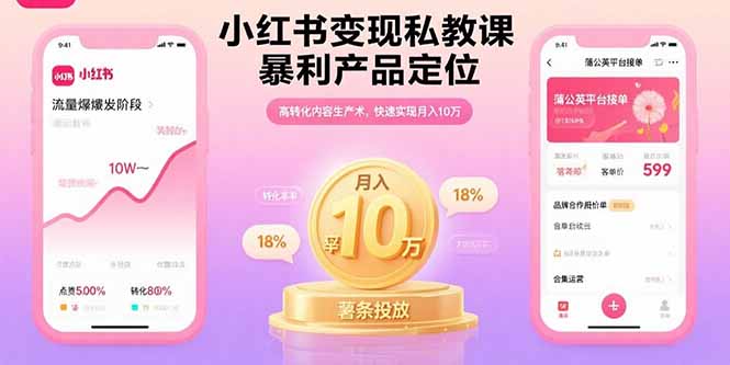小红书变现私教课，暴利产品定位，高转化内容生产术，快速实现月入10万-琴书聊项目